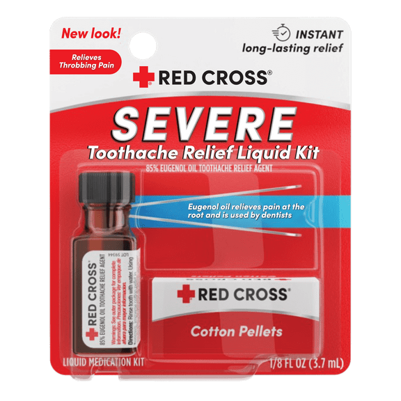 Red Cross Toothache Medicine Kit, Instant Pain Relief of Throbbing Toothache, 1/8 (.125) fl oz