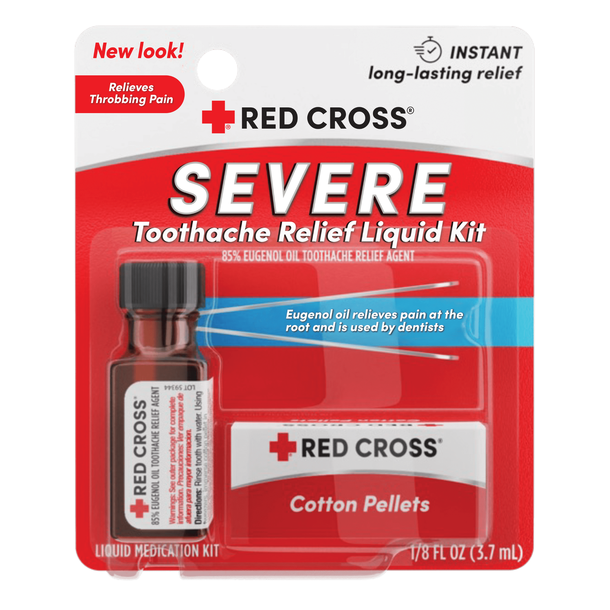 Red Cross Toothache Medicine Kit, Instant Pain Relief of Throbbing Toothache, 1/8 (.125) fl oz