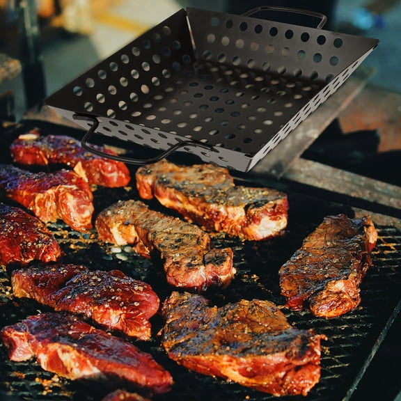 OUNONA Non-Stick Grill Pan Black Carbon Steel for Home Bbq Accessories