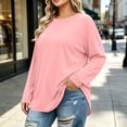thumbnail image 3 of Fewfanhot Women's Tops Plus Size Tops Fall Loose Fit Casual Blouses Crewneck Loose Fit Basic Tees Winter Outfits, 3 of 5