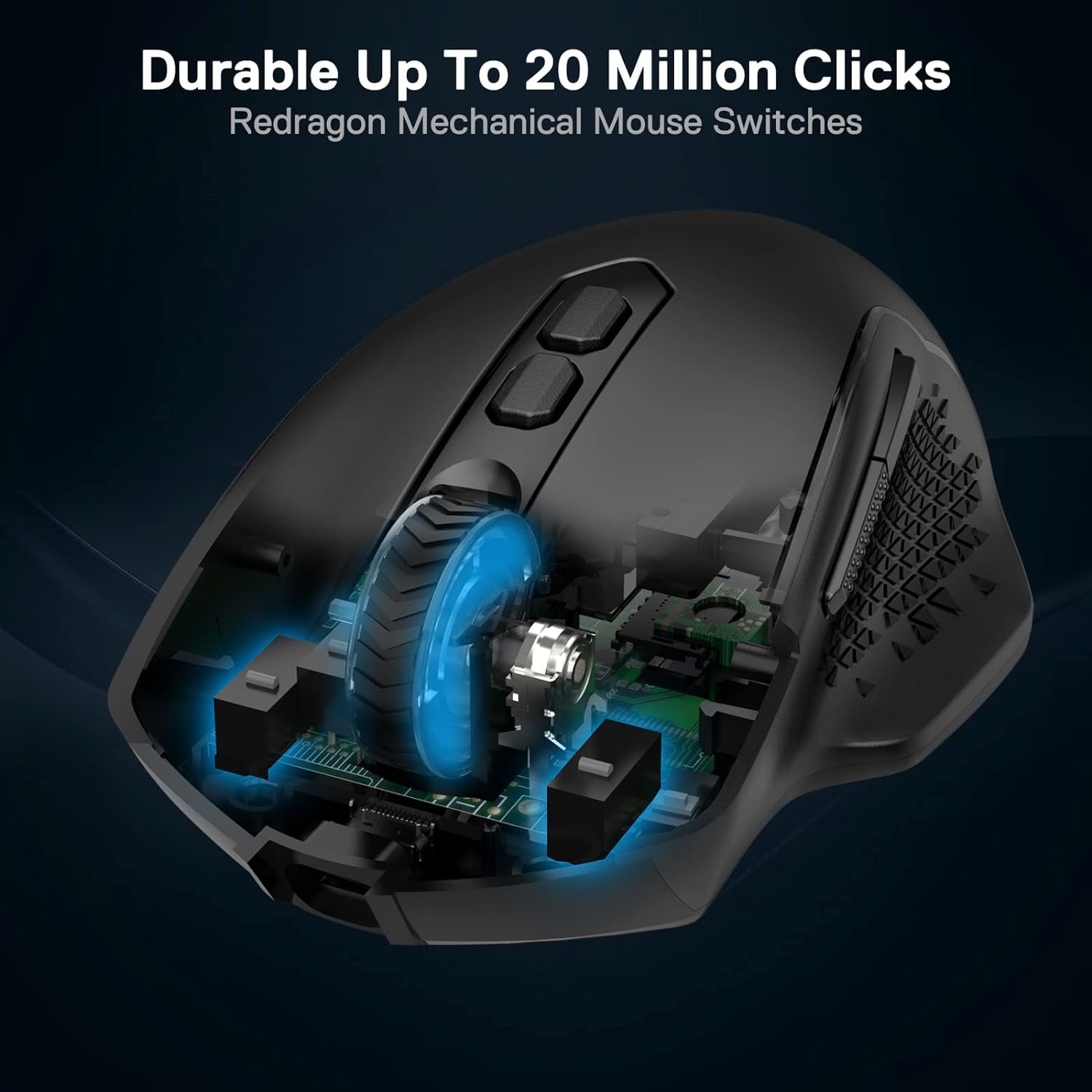 Redragon M810 Pro Wireless Gaming Mouse, 10000 DPI Wired Gamer Mouse w/ Rapid Fire Key, 8 Macro Buttons, Black/White Mouse