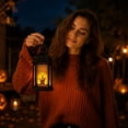 thumbnail image 4 of WWC Halloween Lantern, Vintage Flickering LED Candle Hanging Lamp with Castle Pumpkin Print, Halloween Decor Night Light for Indoor Outdoor, 4 of 7