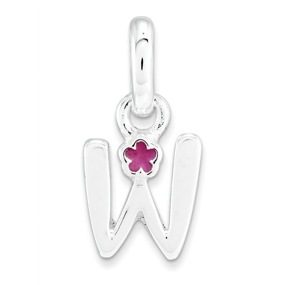 Sterling Silver Letter W with Enamel Pendant QC7935W