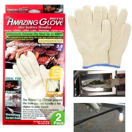 2 Heat Proof OVEN Mitt Glove Resistant Cooking Kitchen 48 F Hot Surface (Best Oven Gloves Ever)