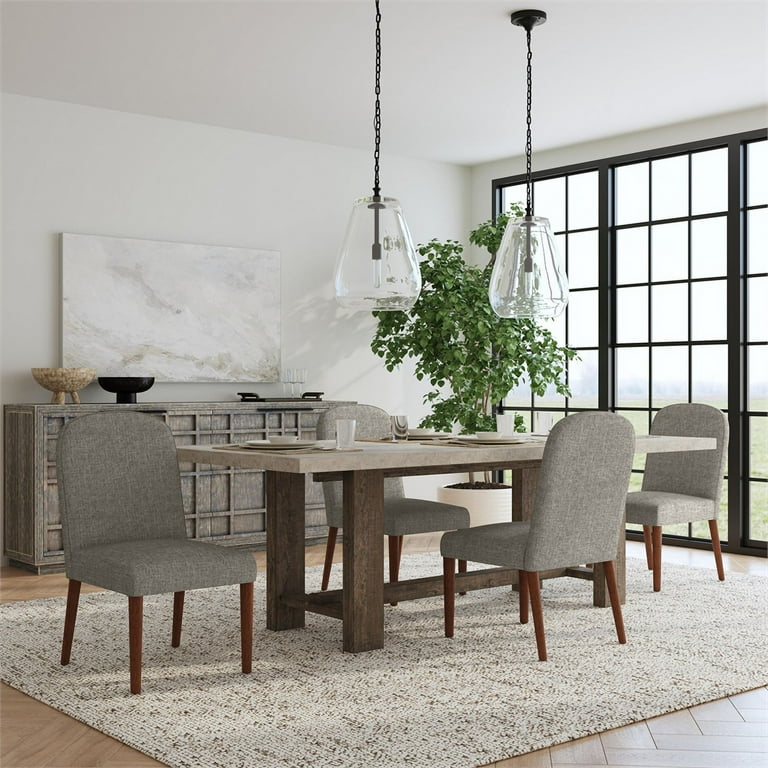 HomePop Rounded Back Upholstered Dining Chair, Gray HomePop Rounded Back Upholstered Dining Chair, Gray