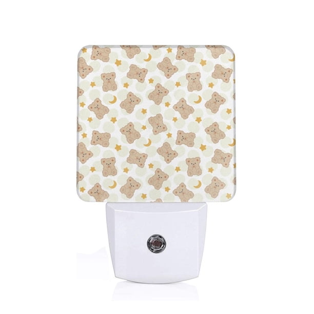 Balery Kawaii Bear Luz Nocturna LED con Sensor Automático, Enchufe con Sensor Crepuscular, Luz Suave de 0.5W para Dormitorio, Pasillo, Baño-EU