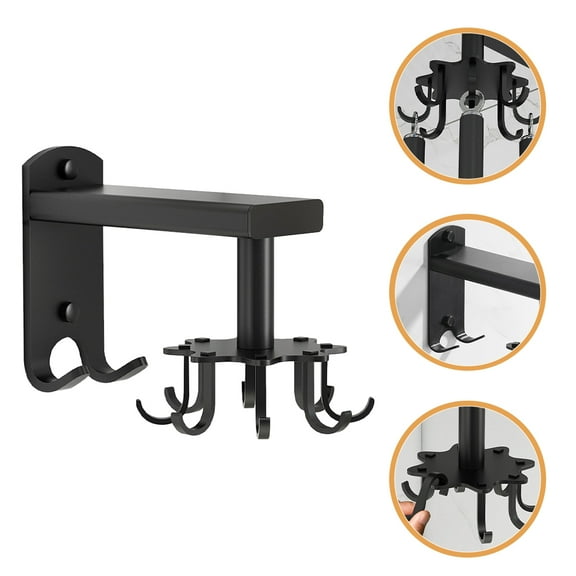 FOMIYES  Hanging Utensil Holder Storage Hangers Swivel Hook Space-saving Black Rotating