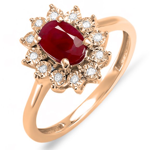 Kate Middleton Diana Inspired 18K Gold Diamond Oval Red Ruby Royal Bridal Ring