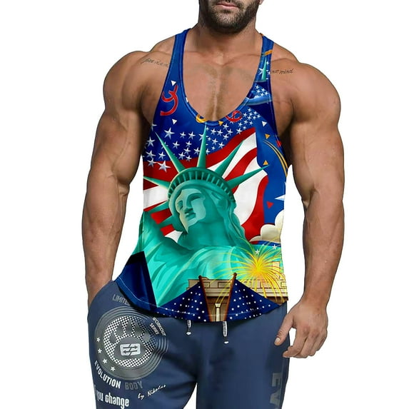 Eashery Large Shirts for Men Vest Top Mens Oversized Tshirt Plus Size Tank Tops Weight Vest for Men Blue XXL