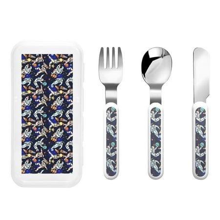 

Balery Astronauts in sport for Stainless Steel Kids Silverware Set - Child and Toddler Safe Flatware - Children s Knife Fork And Spoon Set - Metal Kids Cutlery Set