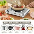 thumbnail image 3 of Cusimax 1500W Electric Hot Plate for Cooking Portable Single Burner Heat-up in Seconds Adjustable Temperature Control Stainless Steel Black, 3 of 6