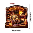 thumbnail image 2 of 3D Glowing Halloween Wooden Display Stand, Vintage Halloween Decor, Spooky Halloween Decorations, Halloween Decorations for Party, 6X6X0.8 Inch Skeleton Black Cat Halloween, 2 of 3