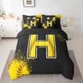 thumbnail image 2 of Manfei Baseball Print Twin Bedding Sets 7pcs for Boys Girls, Sport Monogrammed Bedding Comforter Set, Personalized Letter H Sheet Sets, Breathable Home Decor, 2 of 8