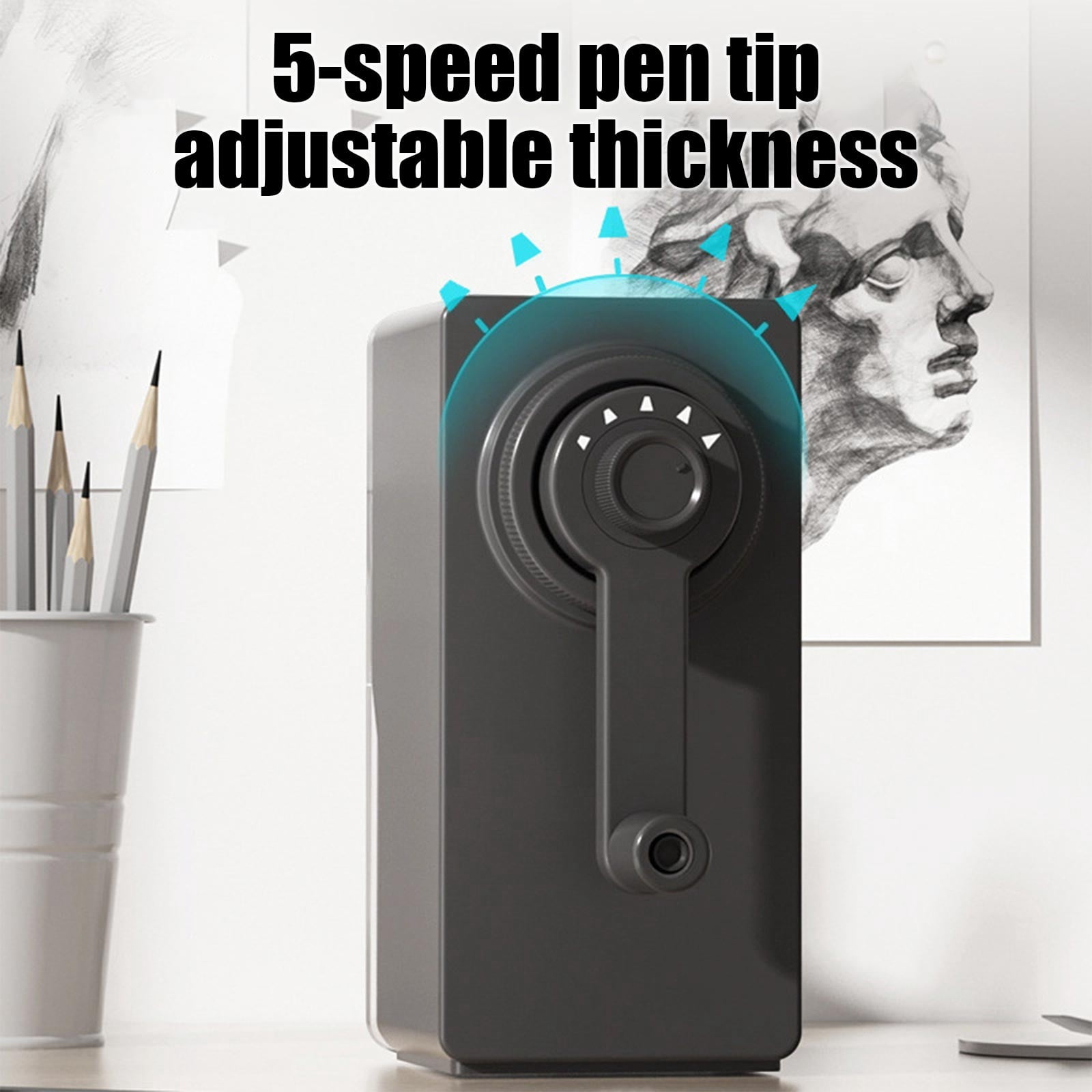 Werulen Art Pencil Sharpener with 5 Step Adjustable Tip,Long Point Slim Lead Sharpener,Heavy Duty Sketch Charcoal Sharpener,Colored Pencil No Breakage Tool,Professional Art Sharpening Gadget