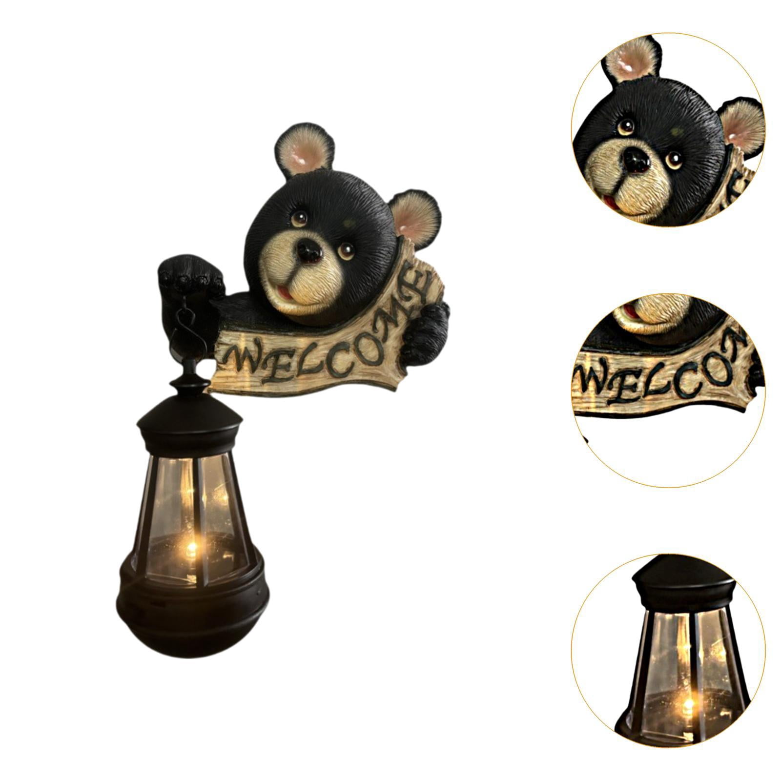 Colaxi Bear Outdoor Statue Bear Solar Light with Solar Lantern Landscape Lamp Gift Crafts Resin Sculpture for Yard Garden Patio Lawn