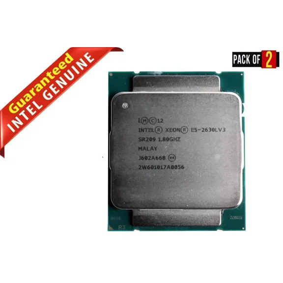 Pre-Owned Lot x2 SR209 INTEL XEON E5-2630L V3 8 CORE 1.80GHz 20M 8 GT/s 55W Processor YVTN6