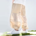 thumbnail image 4 of Lenpel Children's Summer Pants Girls Boys Lightweight Elastic Waist Mesh Wide Leg Pants Baggy Casual Joggers with Pockets 2-15 Y, 4 of 5