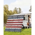 thumbnail image 4 of 4th of July RV Awning Sun Shade Screen 9'X7' Patriotic Stars Stripes Mesh Sunscreen Red Wood Grain Awning Shade Screen with Zipper UV Blocker Completed Kits Outdoor Canopy for RV Motorhome Camper, 4 of 7