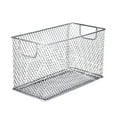 thumbnail image 4 of Organizador de cesta de almacenamiento de alambre de malla Organización de suministros de oficina Cesta de alambre Mesh Bin de almacenamiento abierto Plata, 4 of 8