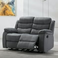 thumbnail image 3 of AC Pacific Jim Contemporary Polyester Fabric Dual Reclining Loveseat with Lumbar Massage, Gray, 3 of 9
