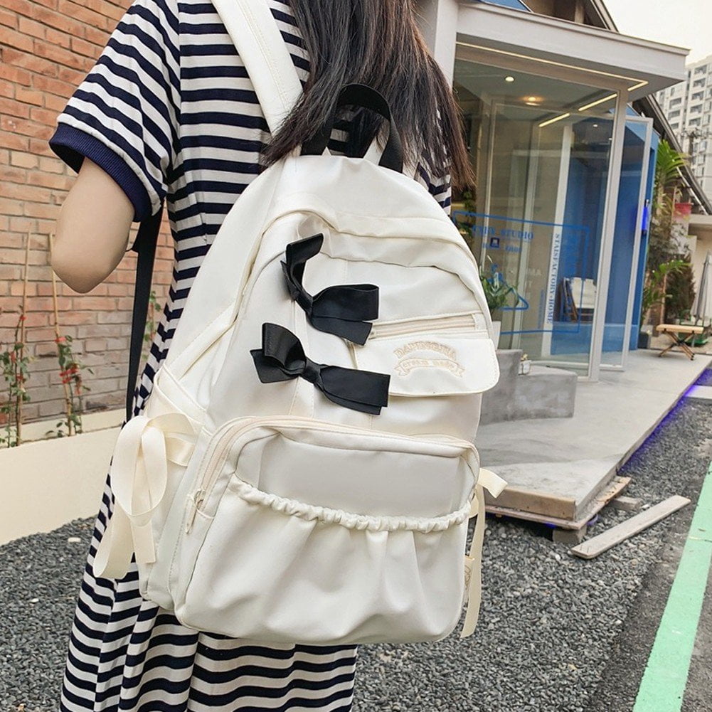 Yvsxxv Backpack, Women's Casual Bow Aesthetic Daypack, White