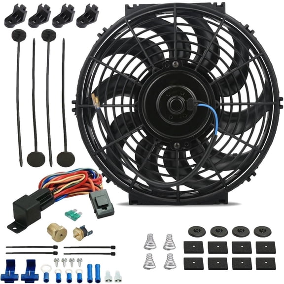 12-13 Inch 130w Electric Radiator Fan Thread-In Probe Temperature Switch Kit