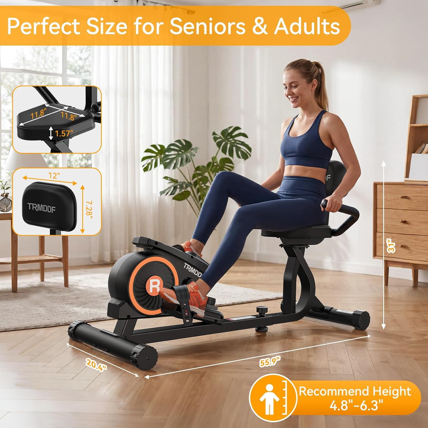 LNOW Recumbent Exercise Bike Stationary Belt Drive Indoor Cycling Bikes for Home Cardio Workout Training
