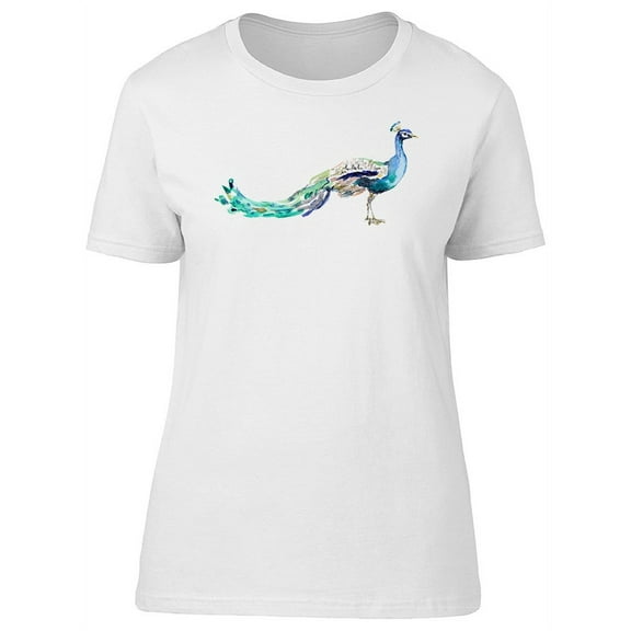 Peacock Bird In Watercolor T-Shirt Women -Image by Shutterstock, Female Small