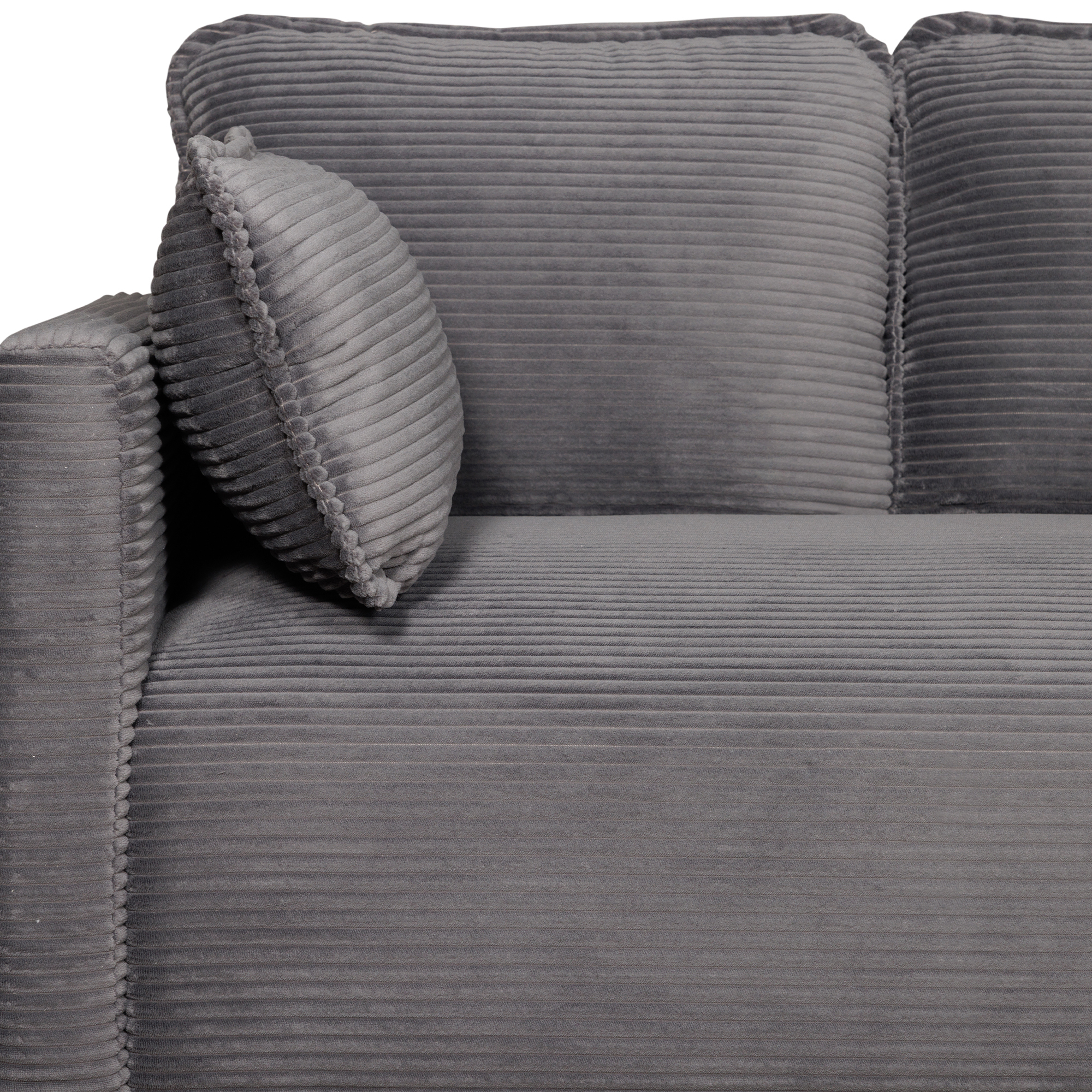 Corduroy Loveseat Couch,48" W Upholstered 2 Seater Sofa with Side Storage Pocket,Modern Small Sofa Couches for Small Spaces,Apartement,Grey