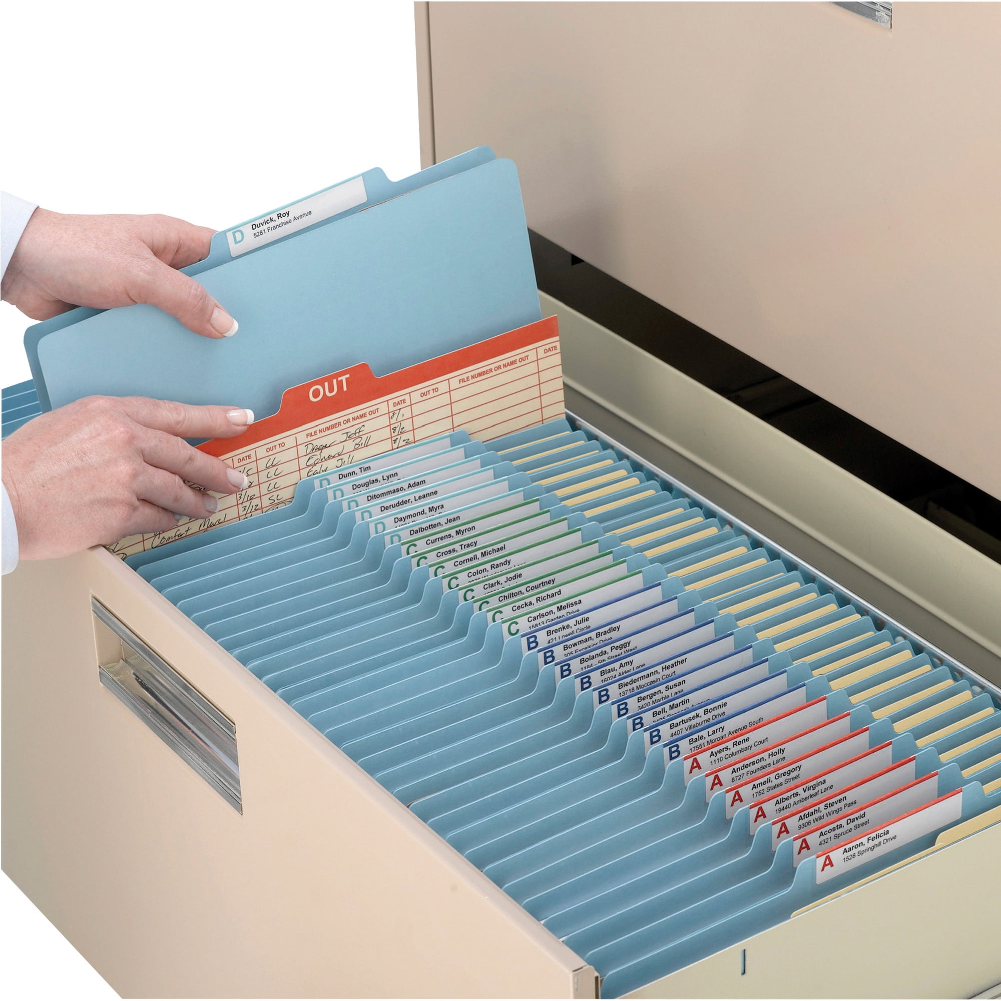 Smead, SMD14001, 2/5-cut ROC Colored Classification Folders, 10 / Box, Blue