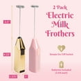 thumbnail image 5 of Paris Hilton Handheld Milk Frother Set, 2-Pack, Includes Pink & Brushed Gold Frothers, Battery-Operated, 5 of 7