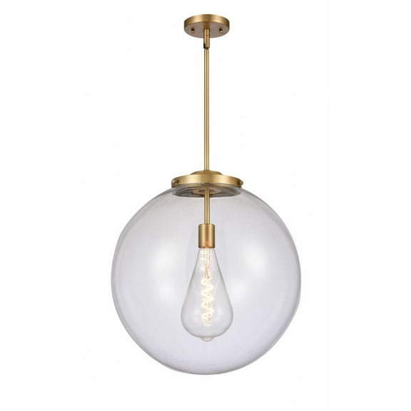 221-1S-BB-G202-18 Innovations Lighting Beacon - 1 Light Pendant In Industrial Style-19 Inches Tall and 18 Inches Wide-Brushed Brass Finish-Clear Glass