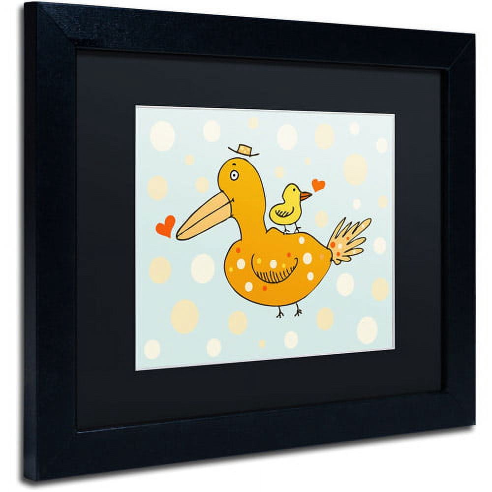 Carla Martell 'Bird and Baby' Black Matted Framed Art