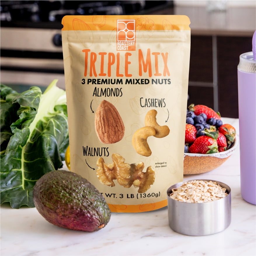 Roastery Coast Healthy Triple Mix | 3 Pounds | Almonds, Cashews, Walnuts