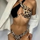 thumbnail image 5 of Traje de baño de mujer con estampado de leopardo, sexy, espalda abierta, traje de baño dividido, lazo en el cuello, bikini ajustado, 5 of 7