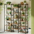 thumbnail image 3 of Casacomoda Triple Wide 6 Tier Bookshelf, Rustic Industrial Style Bookcases with 15 Open Display Shelves, Modern Tall Bookcase Furniture for Bedroom, Living Room and Home Office, Rustic Brown, 3 of 13