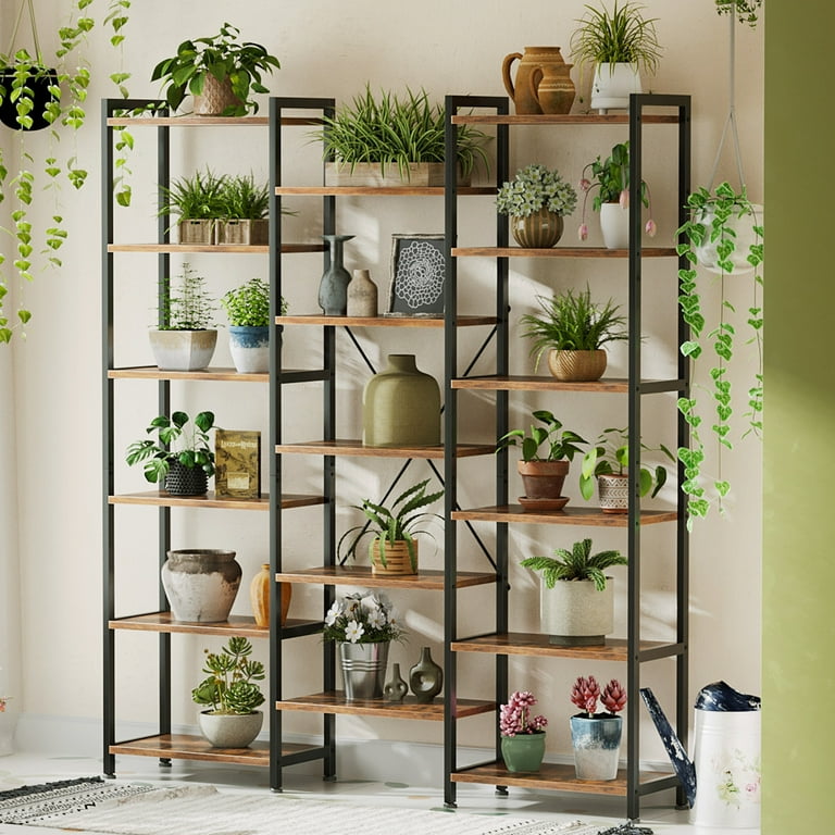 Casacomoda Triple Wide 6-Tier Bookshelf, Rustic Brown photo 3