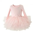 thumbnail image 2 of Cowsor Girls Sequin Long Sleeve Leotard Ballet Dress Mesh Skirt Dancewear Practice Outfit for 2-6 Years Old Training Performance, 2 of 3