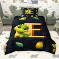 thumbnail image 2 of Erosebridal Kids Dinosaur Twin Bedding for Boys Girls, Dino Letter E Duvet Cover Set, Black Reversible 2-Piece, 1 Duvet Cover and 1 Pillowcase (No Comforter), 2 of 6