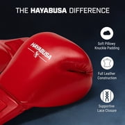 Hayabusa Pro Leather Lace-Up Boxing Gloves for Men and Women - Red, 14oz
