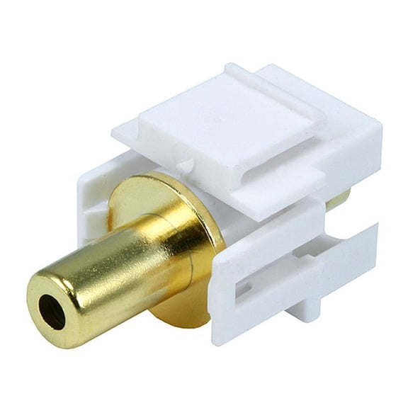 Monoprice 3.5mm TRS Stereo Female/Female Coupler Keystone Jack - White | Flush Type