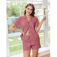 thumbnail image 5 of Ekouaer Womens Pajamas Set Button Down Pjs Lounge Sets Short Sleeve Sleepwear Soft Loungewear Nigthwear, 5 of 6
