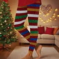 thumbnail image 2 of Ruimatai Women's Christmas Striped Leggings Festive Print Yoga Pants Stretchy Workout Fitness Tights for Holiday Party Comfort, 2 of 9
