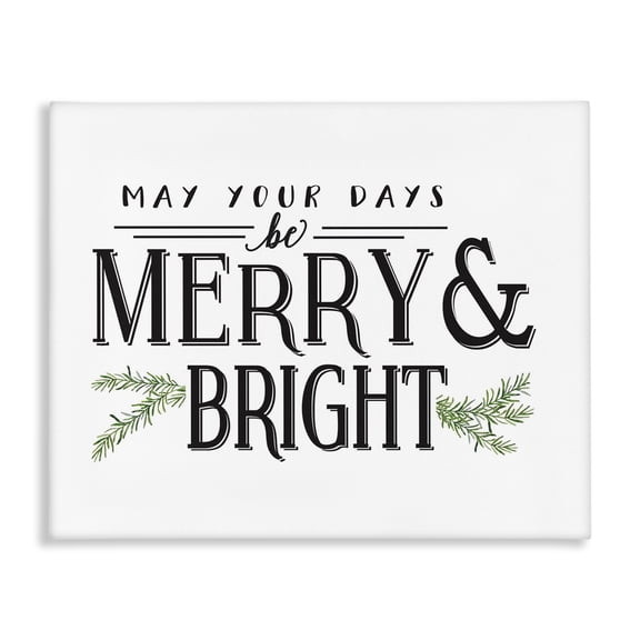 Stupell Industries Traditional Merry And Bright Christmas Holiday Word Design Canvas Art, 20 x 16, by Lettered and Lined