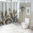 thumbnail image 6 of BCIIG Brown Leaves Shower Curtain, Brown Plants White Shower Curtain Set for Bathroom, Minimalist Fabric Bath Curtain with Hooks, 6 of 6