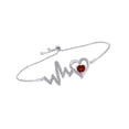 thumbnail image 2 of AFFY Heart Simulated Garnet & White Cubic Zirconia Heartbeat Bolo Bracelet 14k White Gold Over Sterling Silver-7.5", 2 of 2