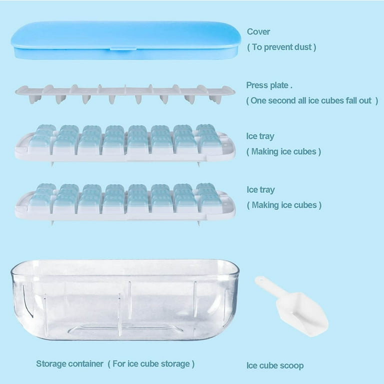 SKYCARPER Food-grade Silicone Ice Cube Tray with Lid and Storage Bin for Freezer, Easy-Release 48 Small Nugget Ice Tray, Ice Cube Molds with Ice Container