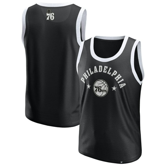 Men's-Fanatics Black Philadelphia 76ers Mesh Tank Top