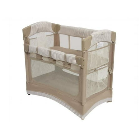 Arm's Reach Mini Arc Co-Sleeper (w/ Skirt) - Toffee Stripe