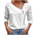 thumbnail image 2 of DPTALR Women's Casual Solid Color Button-Up Blouse T-shirt Tops Blouse, 2 of 5